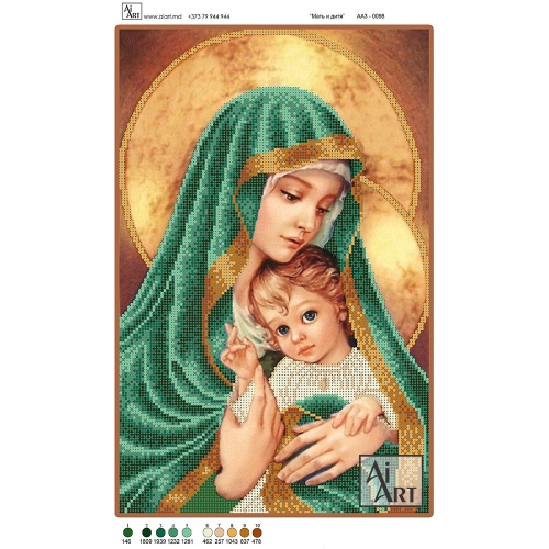 Mama cu copil (verde) АА3-0098